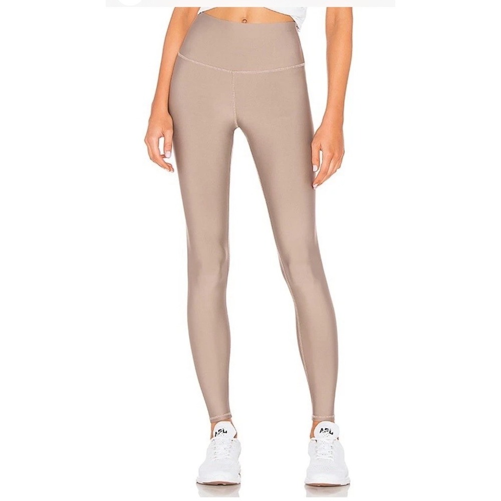 Alo Yoga High-Waist Airlift Leggings  Gravel Metallic Tan Womens Size Small EUC